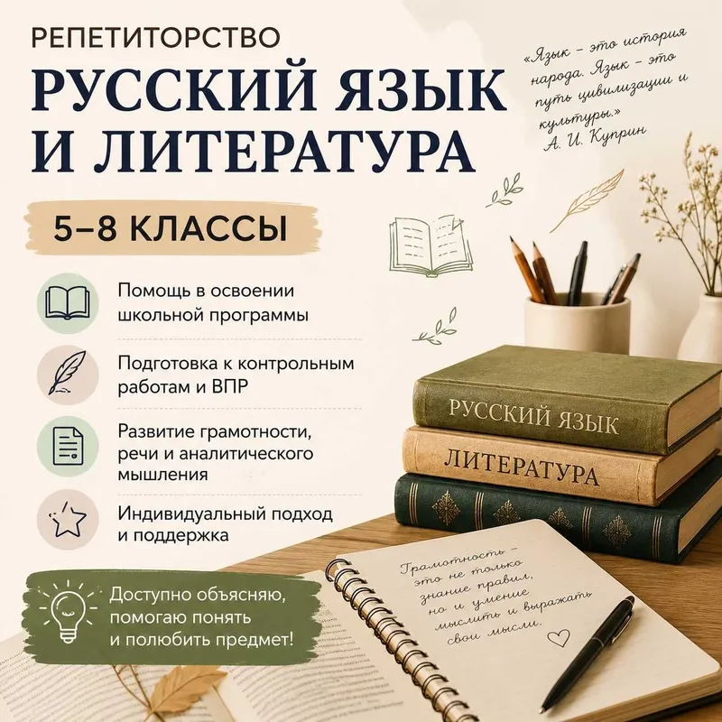 Репетитор по русскому языку (5–8 классы)