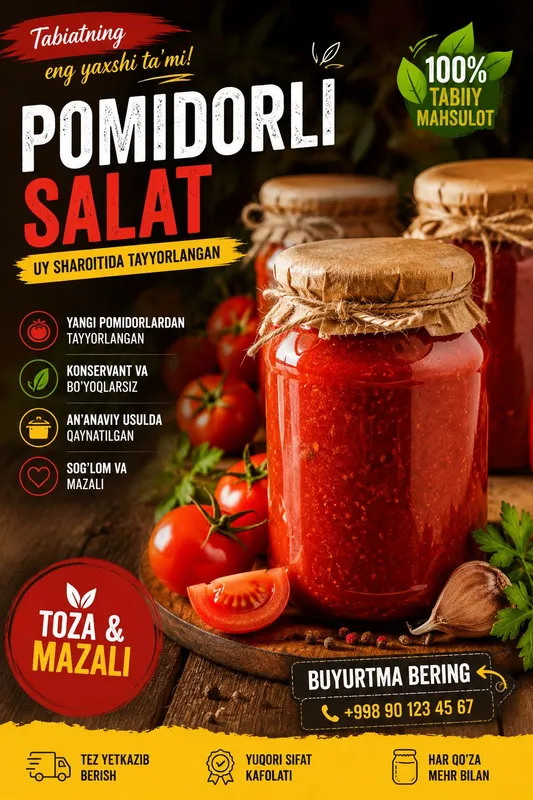 3L Pomidorli Salat | 30 000 so'm Uyda Tayyorlang 1 3L Pomidorli Salat | 30 000 so'm Uyda Tayyorlang 1