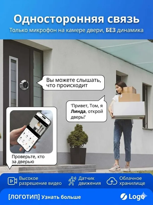 Nova RH-PD10 5000 мАч WiFi глазок, дверной домофон 3MP HD 5 Nova RH-PD10 5000 мАч WiFi глазок, дверной домофон 3MP HD 5