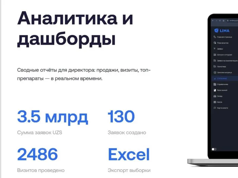LIMA AI — CRM для фармкомпаний. Контроль медпредов + аналитика — фото 1
