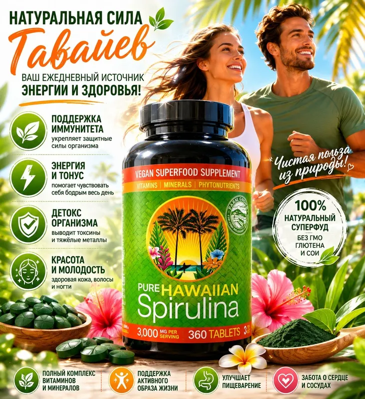 Гавайская Спирулина из Америки 3000 mg 360 табл