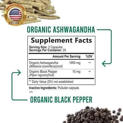 Органическая Ашваганда Organic Ashwagandha Extra Strength США — фото 1