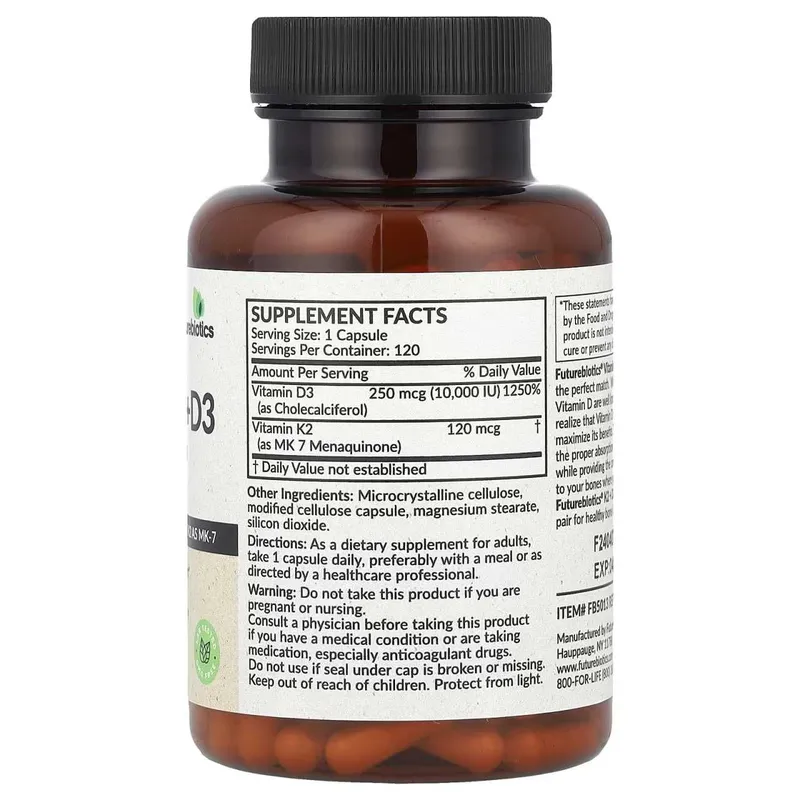Vitamin D3+K2 10000 me. 120 капсул. Витамин Д3+К2 10000 доза — фото 1
