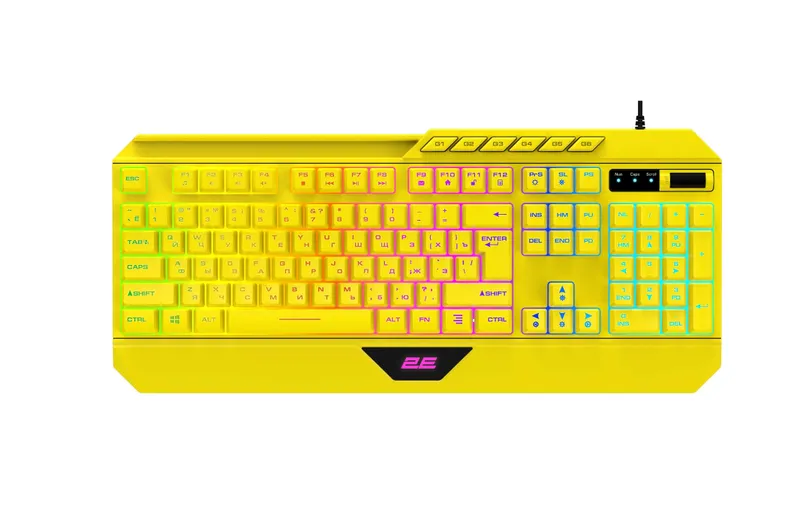 }Клавиатура мембранная 2E GAMING KG315 110key жёлтый }Клавиатура мембранная 2E GAMING KG315 110key жёлтый