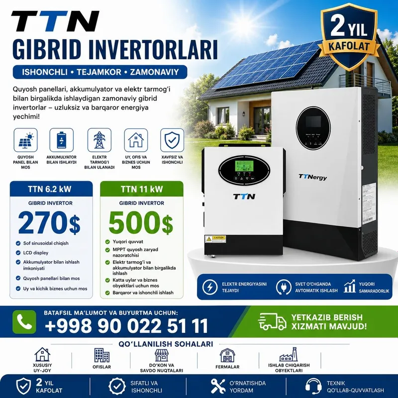TTN Gibrid invertor (quyosh panel)