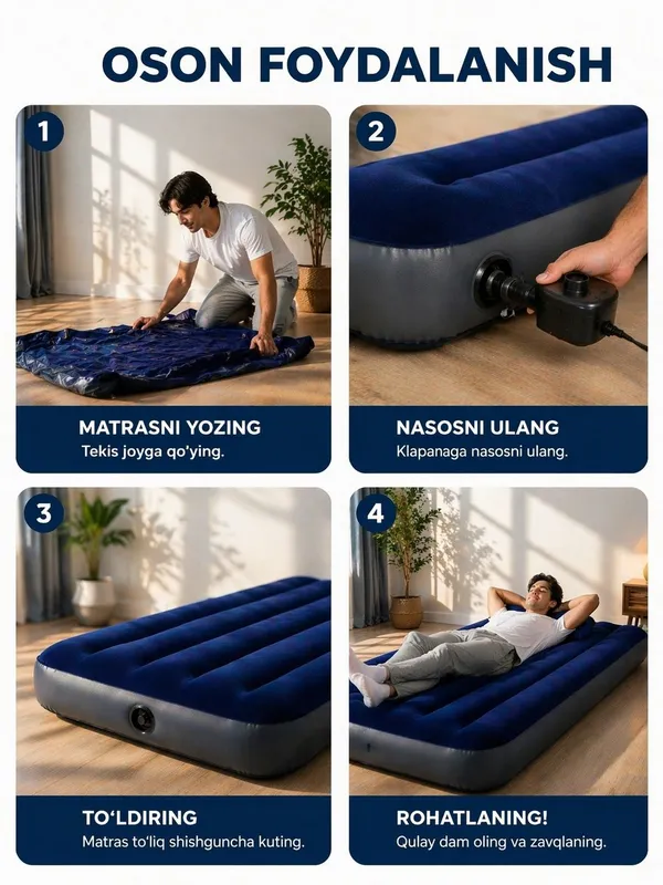Intex 1 kishilik puflanadigan matras 191×76×25 sm — фото 2