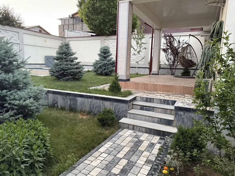 Oq tosh yon bagrida dacha sauna bassen tenis wifi bbq landshaft dizayn — фото 4