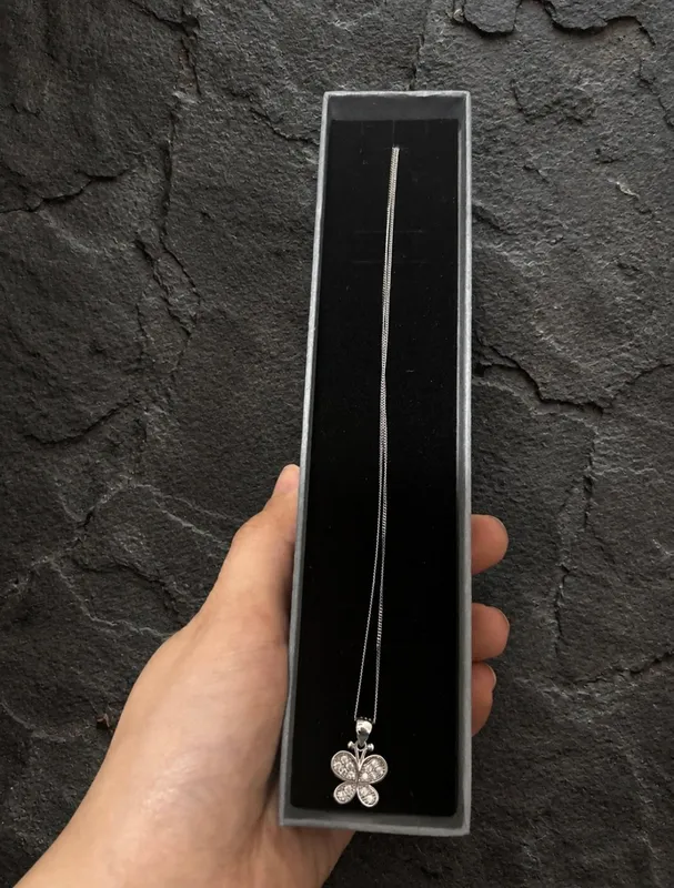 Серебро 925 пробы цепочка с кулоном бабочка