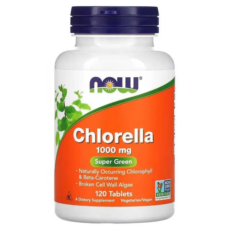 NOW Foods Chlorella Хлорелла 1000 мг, 60 таблеток — фото 2