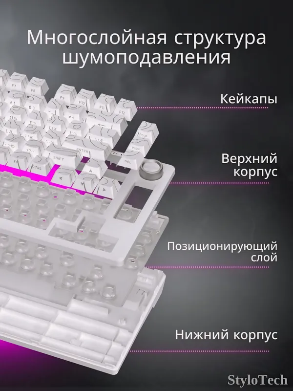 Клавиатура игровая мембранная, бесшумная c RGB — фото 6
