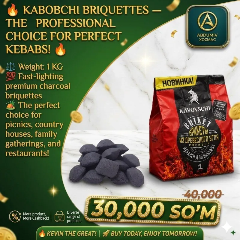 KABOBCHI BRIKET — Og‘irligi: 1 KG 3 KABOBCHI BRIKET — Og‘irligi: 1 KG 3
