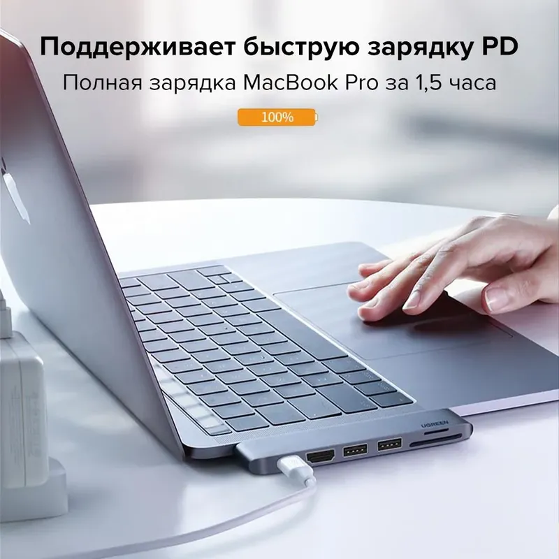 UGREEN USB-C Мультифункциональный адаптер 6-в-1 — фото 1