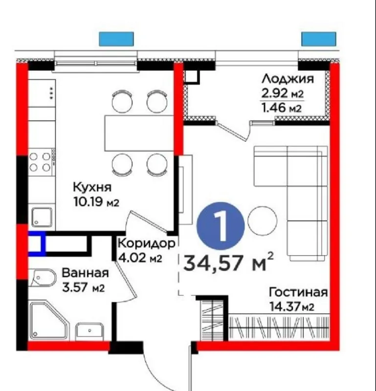 2-комнатная квартира, 35 м2, Яшнобод
