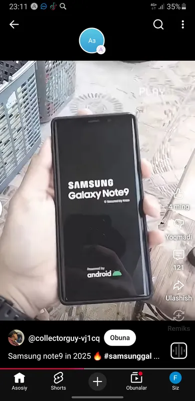 Samsung Not 9 qotmedi faqat batareka almashgan