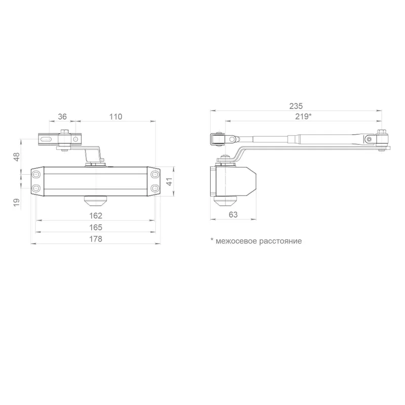 Доводчик дверной Ajax DCTR50-100 (TDR-100) от 50 до 100кг 2