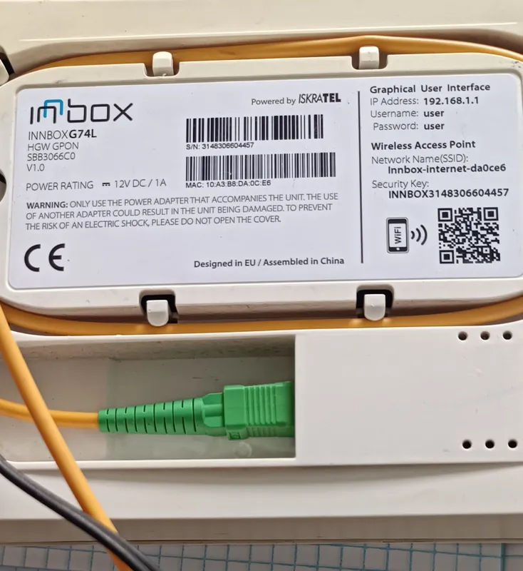 Wifi routor INBOX GPON uzonlinega