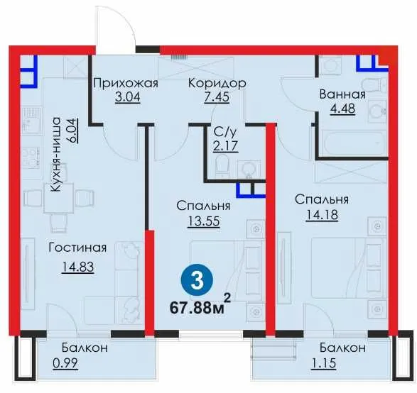 3к квартира Фергана йули | 2 этаж 2 балкона м2 = 1 160у.е. [GS]