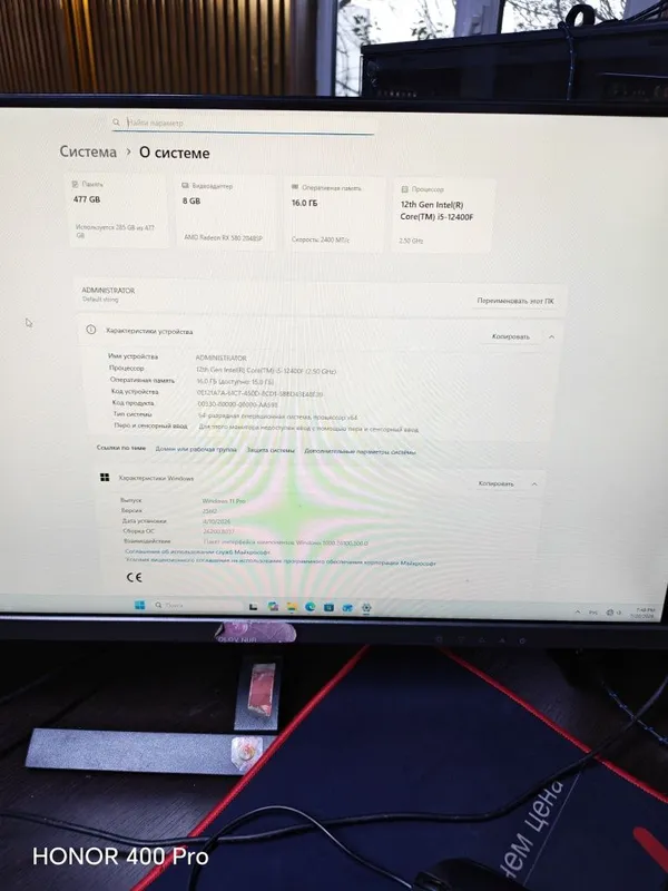 MYPRO 512 ssd i5 12400f avlod 580 Rx video kart 512 ssd i5 6