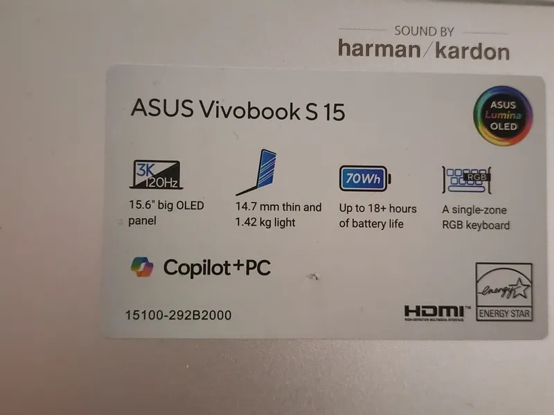 ASUS Vivobook S 15 OLED Snapdragon X Elite 16/1TB (kafolat) sotaman 3 ASUS Vivobook S 15 OLED Snapdragon X Elite 16/1TB (kafolat) sotaman 3