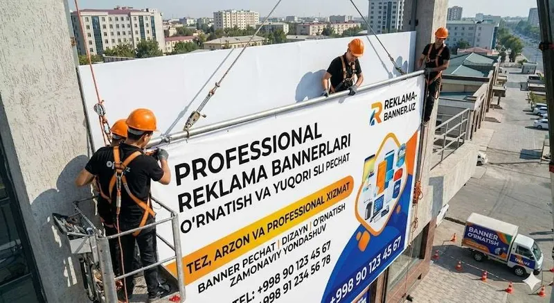 Reklama banneri pechati va o'rnatish. Eng sifatli va arzon narxlarda!