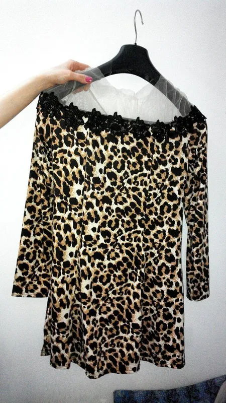 Yengil leopard naqshli ko‘ylak, standart o‘lcham S M L XL