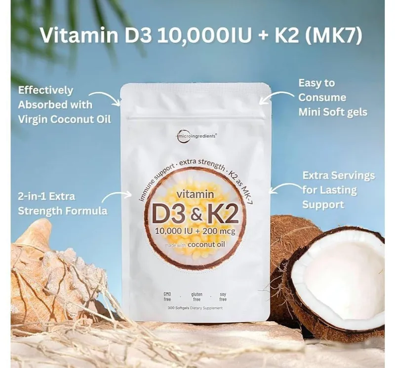 vitamin d3 k2,10000iu+200mcg,300 ta softgel,d3,д3 — фото 1