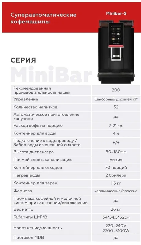 Dr.Coffee MiniBar S кофемашина для общепита и офиса. 2