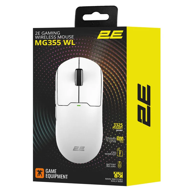 }Мышь беспроводная 2E GAMING MG355 WL, белый / 2E-MG355UWT-WL 4 }Мышь беспроводная 2E GAMING MG355 WL, белый / 2E-MG355UWT-WL 4
