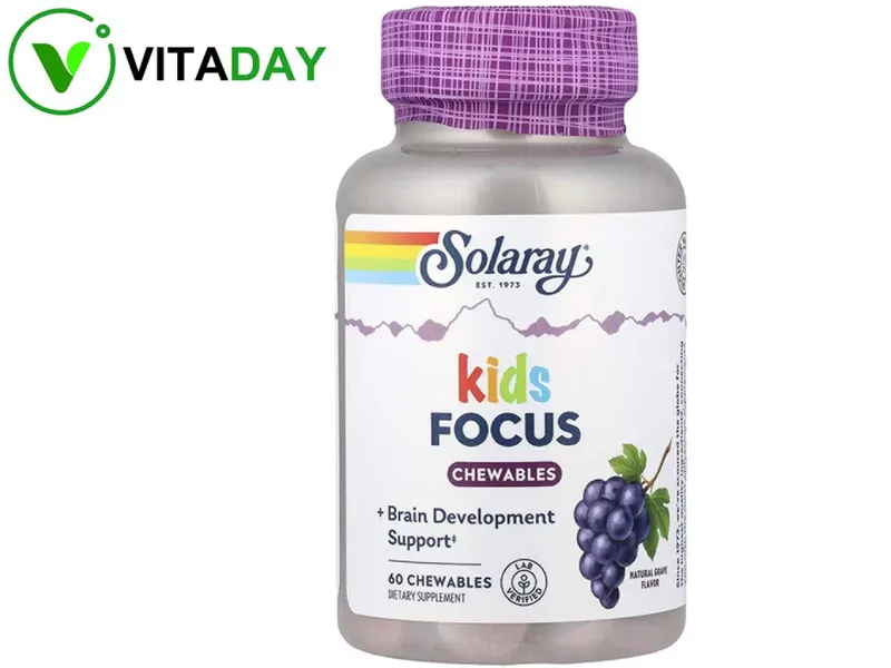 Solaray Kids Focus жевательные таблетки из натурального винограда