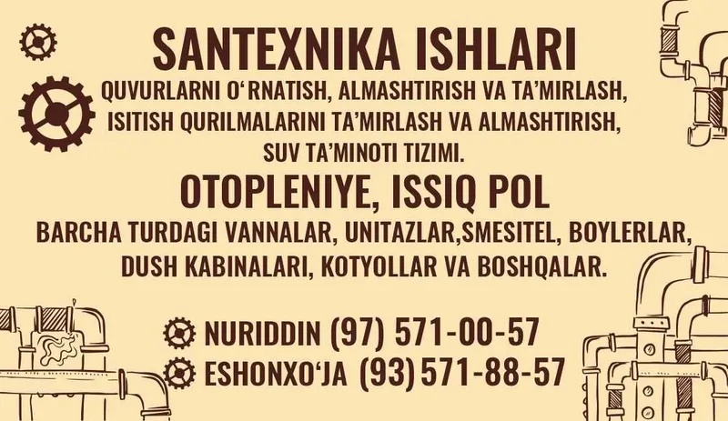 Santexnika ishlari Toshkent
