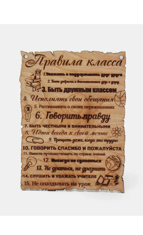 Табличка с Правилами класса