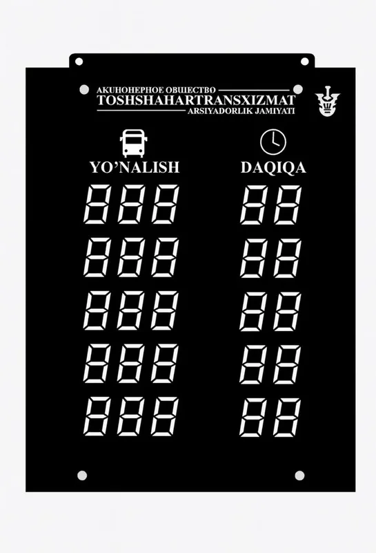 Elektron Tablo Avtobuslar bekatlar uchun