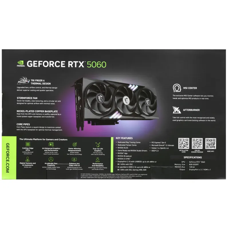 Видеокарта MSI GeForce RTX 5060 GAMING TRIO OC 3