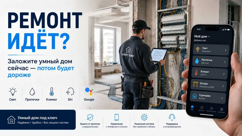 Умный дом под Apple Home и Siri — проект, монтаж, настройка — фото 3 Умный дом под Apple Home и Siri — проект, монтаж, настройка — фото 3
