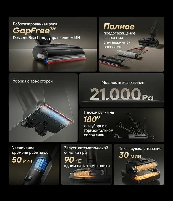 Моющий беспроводной пылесос Dreame Wet and Dry Vacuum H15S, сухая и вл — фото 2 Моющий беспроводной пылесос Dreame Wet and Dry Vacuum H15S, сухая и вл — фото 2