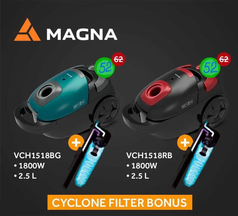 Барабанный пылесос Magna 2200 Вт, сухая уборка, ведро 18 литров +BONUS — фото 3