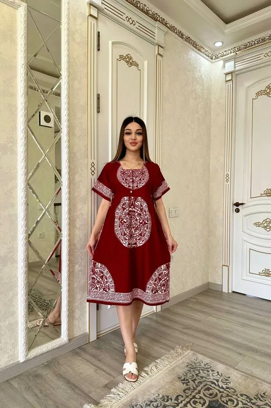 Штапельные платья Индонезии модель Манзура короткое платье — фото 2