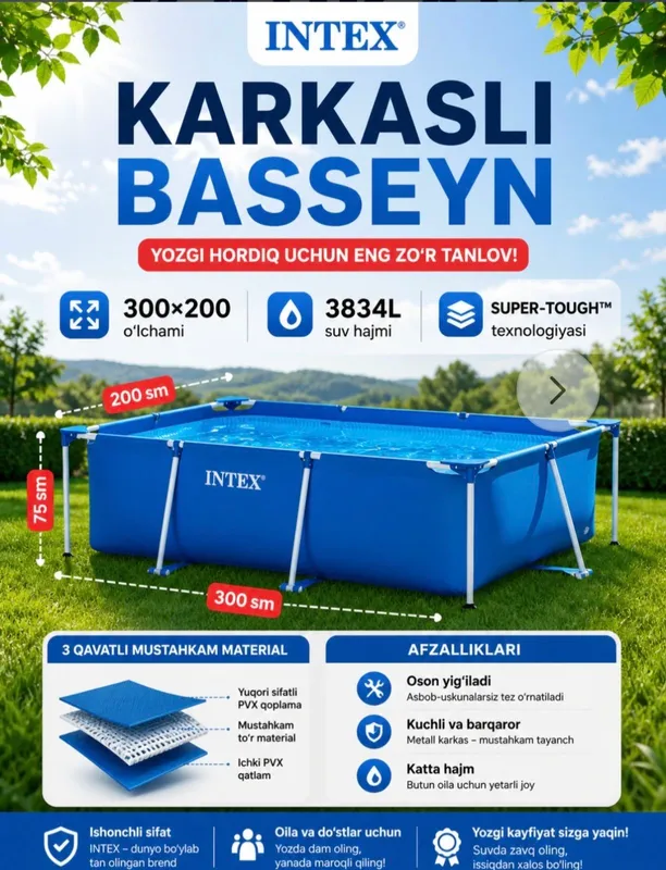 Каркасный бассейн Intex (со стойками) 3 Каркасный бассейн Intex (со стойками) 3