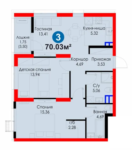 ЖК у Озера Просторная 3комн кв 70 м² за 65 115 у.е 6 ЖК у Озера Просторная 3комн кв 70 м² за 65 115 у.е 6