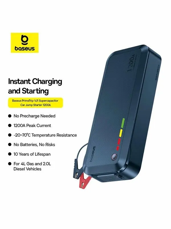 Авто стартер для автомобиля Baseus PrimeTrip VJ1 1200A 12000mAh — фото 1