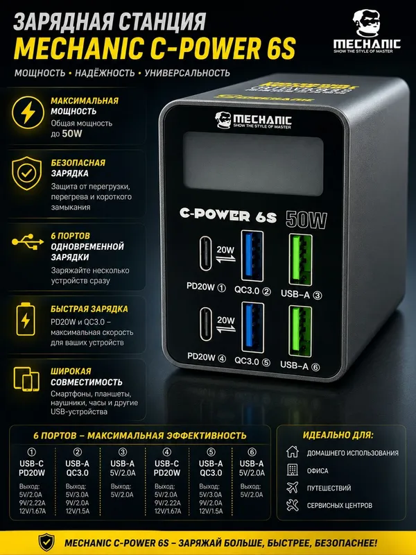 Зарядная станция с цифровой индикацией Mechanic C-Power 6S — фото 1 Зарядная станция с цифровой индикацией Mechanic C-Power 6S — фото 1