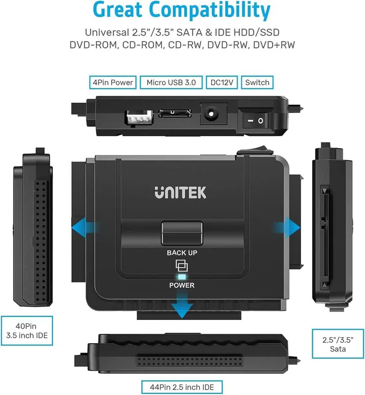 "Unitek" Y3321 USB 3.0 в жесткого диска 2.5/3.5 IDE/SATA HDD/SSD 3 "Unitek" Y3321 USB 3.0 в жесткого диска 2.5/3.5 IDE/SATA HDD/SSD 3