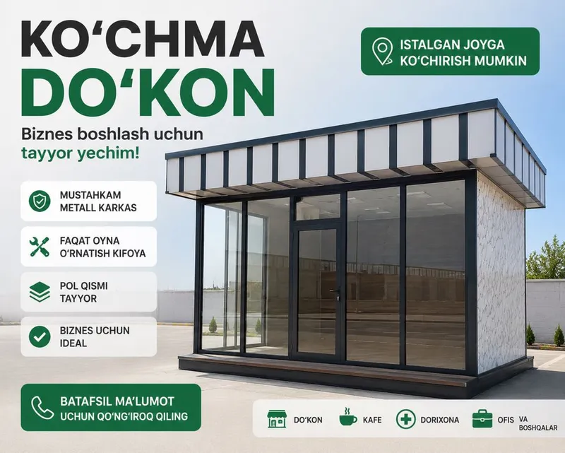Tayyor ko’chma do’kon (Kiosk) | Istalgan joyga o’rnatiladi 1