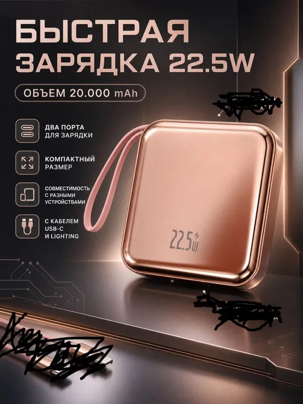Повербанк, Power Bank 20000 мАч, fast charge 22.5W 1 Повербанк, Power Bank 20000 мАч, fast charge 22.5W 1