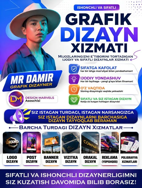 Barcha turdagi Grafik Dizayn Xizmati Barcha turdagi Grafik Dizayn Xizmati
