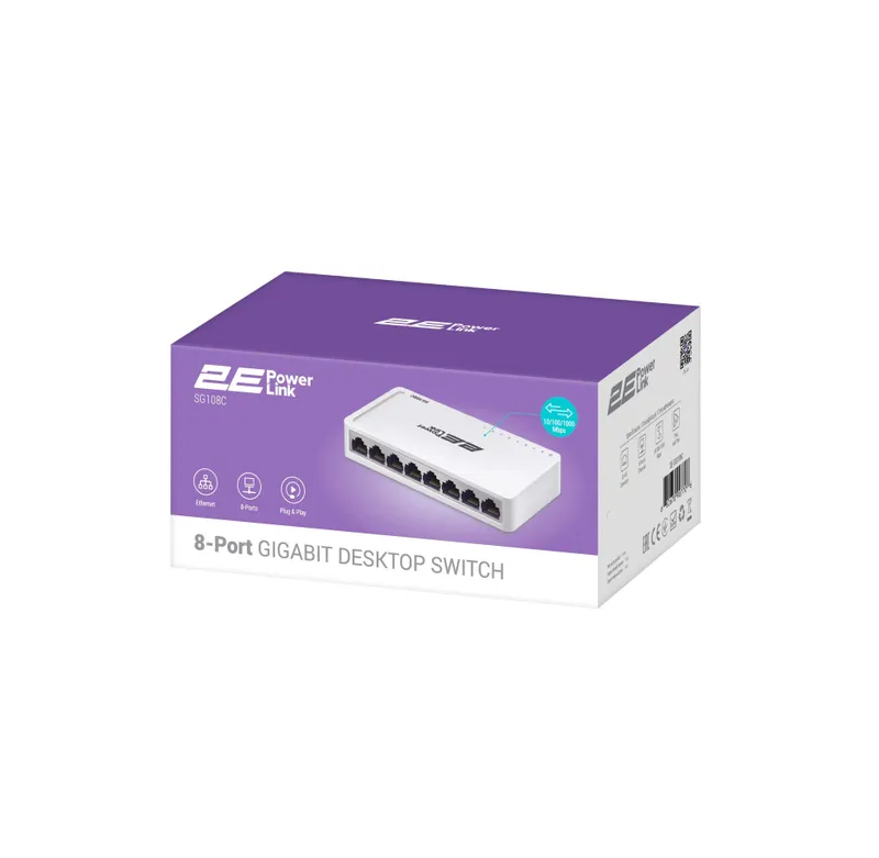 Aksiya 2E PowerLink SF108C 8xFE kommutatori, boshqarilmaydigan, ish stoli uchun 1 Aksiya 2E PowerLink SF108C 8xFE kommutatori, boshqarilmaydigan, ish stoli uchun 1