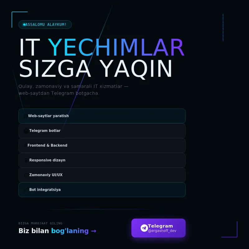 Veb sayt va telegram bot yaratish