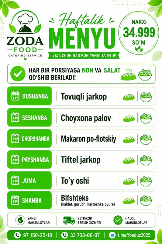 Ovqat yetkazib berish xizmati 1 Ovqat yetkazib berish xizmati 1