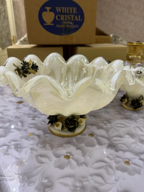 Srochna Italyan Murano white crystal🇮🇹chinnilar 5 Srochna Italyan Murano white crystal🇮🇹chinnilar 5