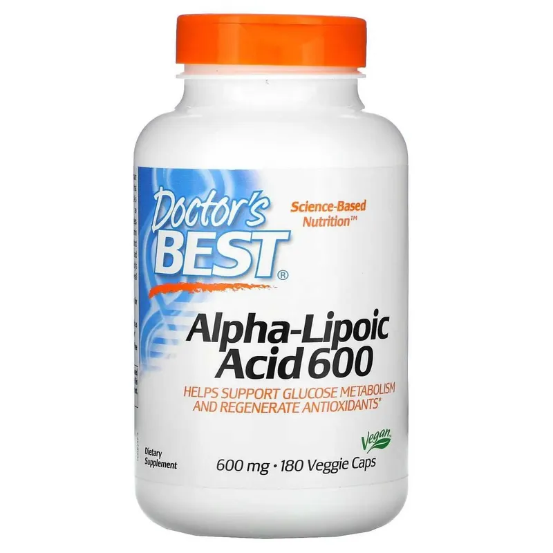 Doctor's Best, альфа-липоевая кислота 600мг. 180 вегетарианских капсул